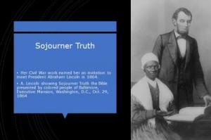 Lincoln showing Sojourner Truth the Bible presented by colored people of Baltimore